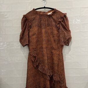 Topshop Asymmetrical Brown Dress